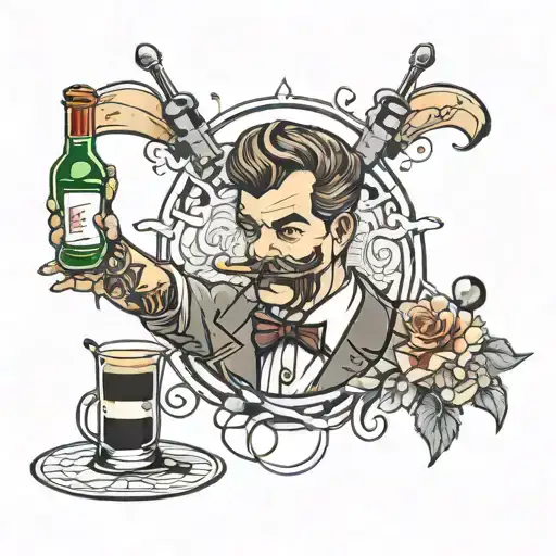 unique tattoo design for bartender tattoo design idea
