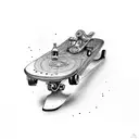 skateboard memorial  tattoo design idea