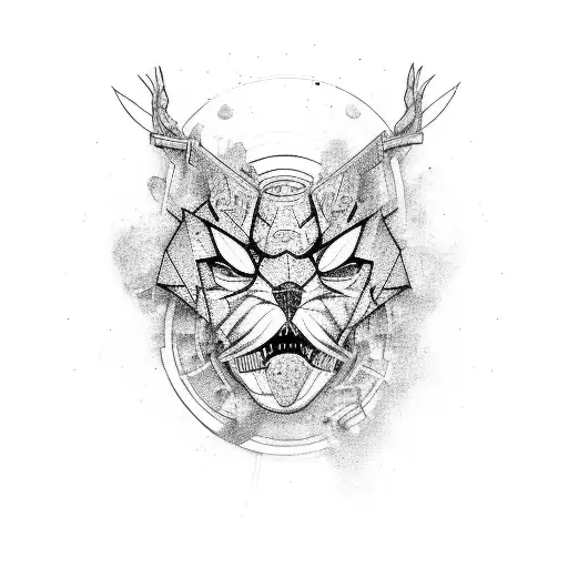 A rave party scene with neon lights and danger signs, featuring a rap artist performing tattoo design idea