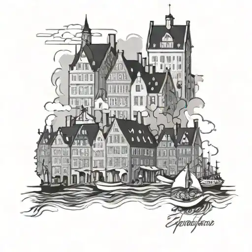 Copenhagen city scape tattoo tattoo design idea