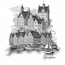 Copenhagen city scape tattoo tattoo design idea