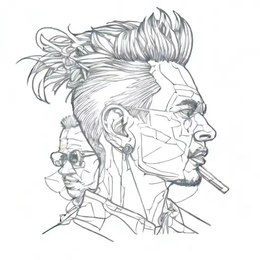 Design a sketch-style portrait of a Depeche Mode band member tattoo design idea