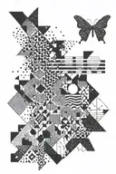 Create a minimalist geometric design inspired by Depeche Mode lyrics tattoo design idea