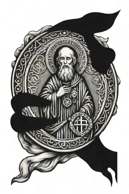 st. benedict medal tattoo design idea