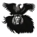 A lion and phoenix hybrid creature, embodying the merging of strength and rebirth in the face of adversity tattoo design idea