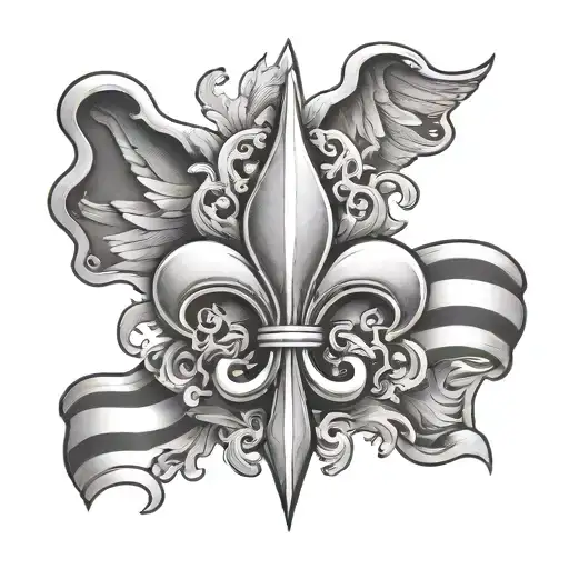 fleur de lis, Ukraine trident and American  eagle as the center piece  tattoo design idea