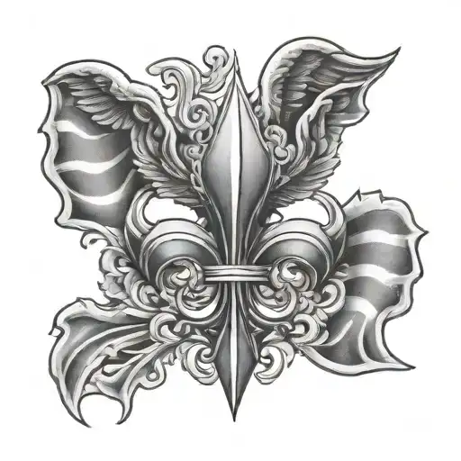fleur de lis, Ukraine trident and American  eagle tattoo design idea