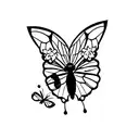 words sissy bug and butterfly's  tattoo design idea