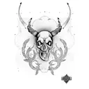 guitar with steer skull tattoo design idea