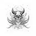 guitar with steer skull tattoo design idea