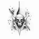 guitar with steer skull tattoo design idea