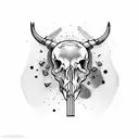 guitar with steer skull tattoo design idea