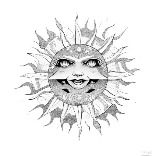 sun stars and sparkles tattoo design idea