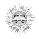 sun stars and sparkles tattoo design idea