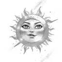 sun stars and sparkles tattoo design idea