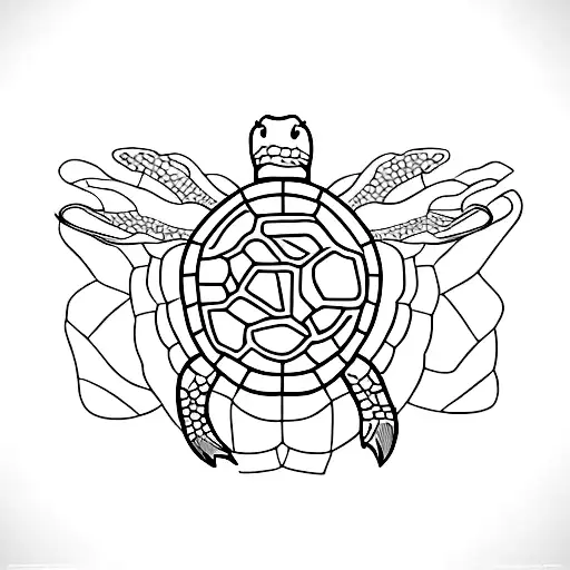 A minimalist tattoo of a cooking pot with a turtle, seahorse, flamingo, and elephant inside tattoo design idea