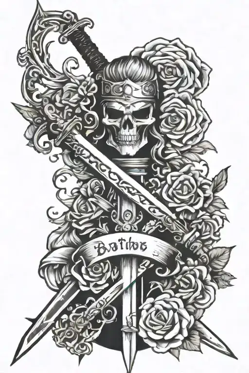 i am my brothers keeper with a sword surrounded tattoo design idea