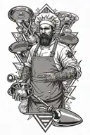 kitchen tools.chef.on chest.triangle tattoo design idea