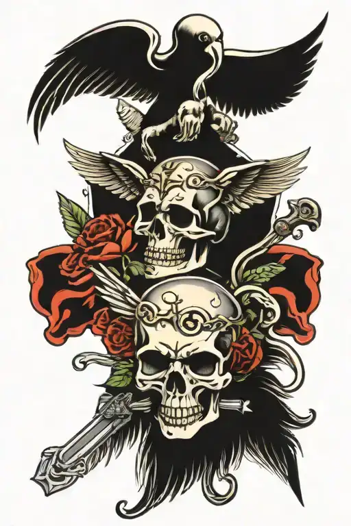 skulls and st michael the archangel tattoo design idea