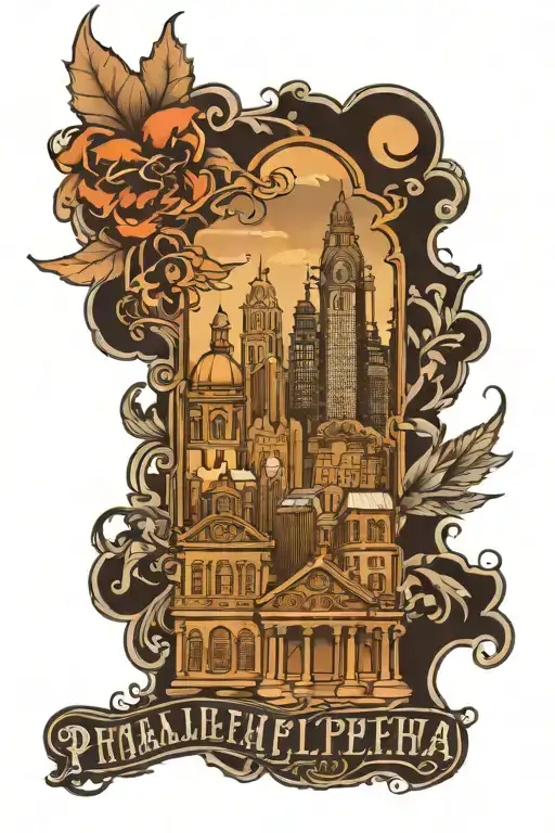 philadelphia skyline tattoo design idea