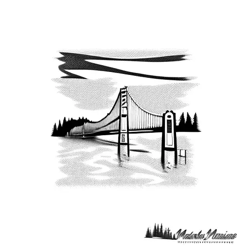 Mackinac bridge Michigan tribal Native American  tattoo design idea