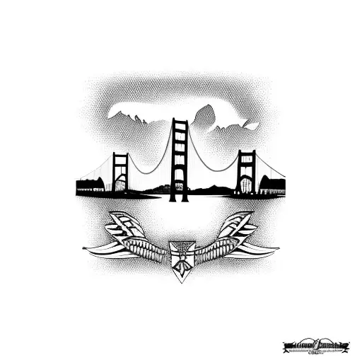 Mackinac bridge Michigan tribal tattoo design idea