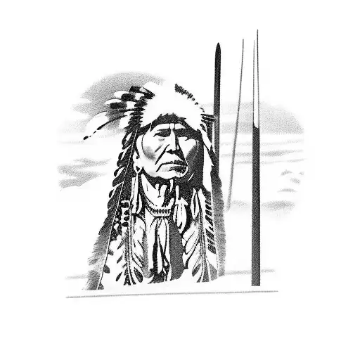 Native American Mackinac bridge  tattoo design idea