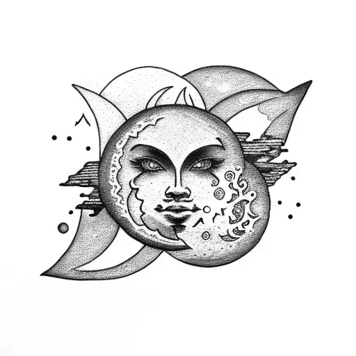 Sun and Moon tattoo design idea