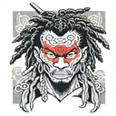 afro  dreadlocked samurai warrior tattoo design idea