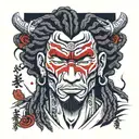 afro  dreadlocked samurai warrior tattoo design idea