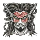 afro  dreadlocked samurai warrior tattoo design idea