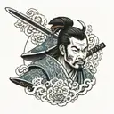 yasuke samurai warrior holding tattoo design idea