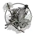 yasuke samurai warrior holding tattoo design idea