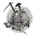yasuke samurai warrior holding tattoo design idea