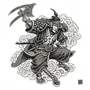 yasuke samurai warrior holding tattoo design idea