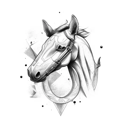 Horse with motocicle body, funny dóberman  tattoo design idea