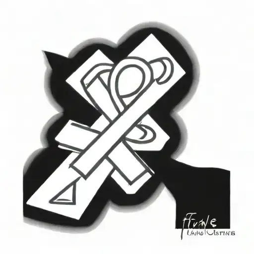 cancer ribbon and cross tattoo design idea