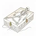 skeleton scissor in box tattoo design idea