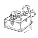 skeleton scissor in box tattoo design idea