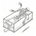 skeleton scissor in box tattoo design idea