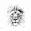 A sketch-style tattoo of a lion playing a guitar, surrounded by vibrant flowers and plants tattoo design idea