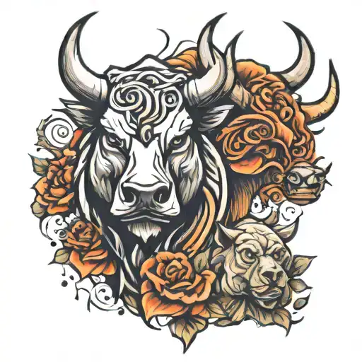 Bull and Bear  tattoo design idea