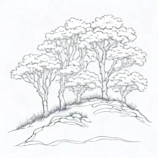 aspen trees on a hilltop tattoo design idea