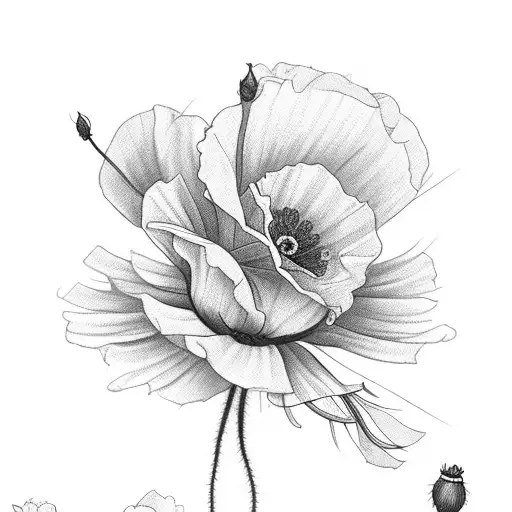 Feminine Sticker Art: Simple Poppies Tattoo with Dynamic Line Work Stock  Illustration - Illustration of sketches, softly: 292433895