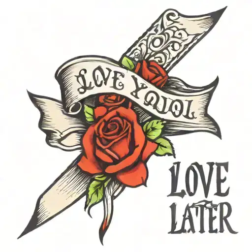 suicide awareness, ribbon with the words love you later, brother tattoo design idea