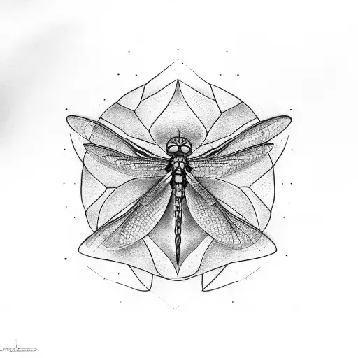 asymmetrical dragonfly tattoo design idea