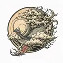 tornado engulfing the moon tattoo design idea