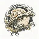 tornado engulfing the moon tattoo design idea