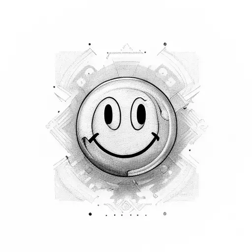 smiley face with key tattoo design idea