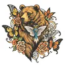 Grizzly Bear, Angel, Eagle, Horse and two butterflies tattoo design idea